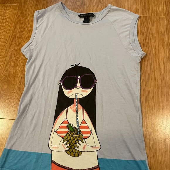 Marc by Marc Jacobs Rare "Miss Marc" Graphic Tee Blue - M - Picture 4 of 11